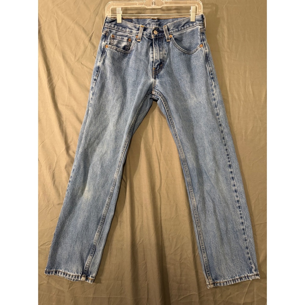 Levis 505 Regular Fit Straight Leg Light Wash Blue Denim Jeans 29x30 Mens